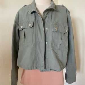 🍁 Military Style Cropped Jacket Olive size medium Fall by Kenzie Jeans boxy